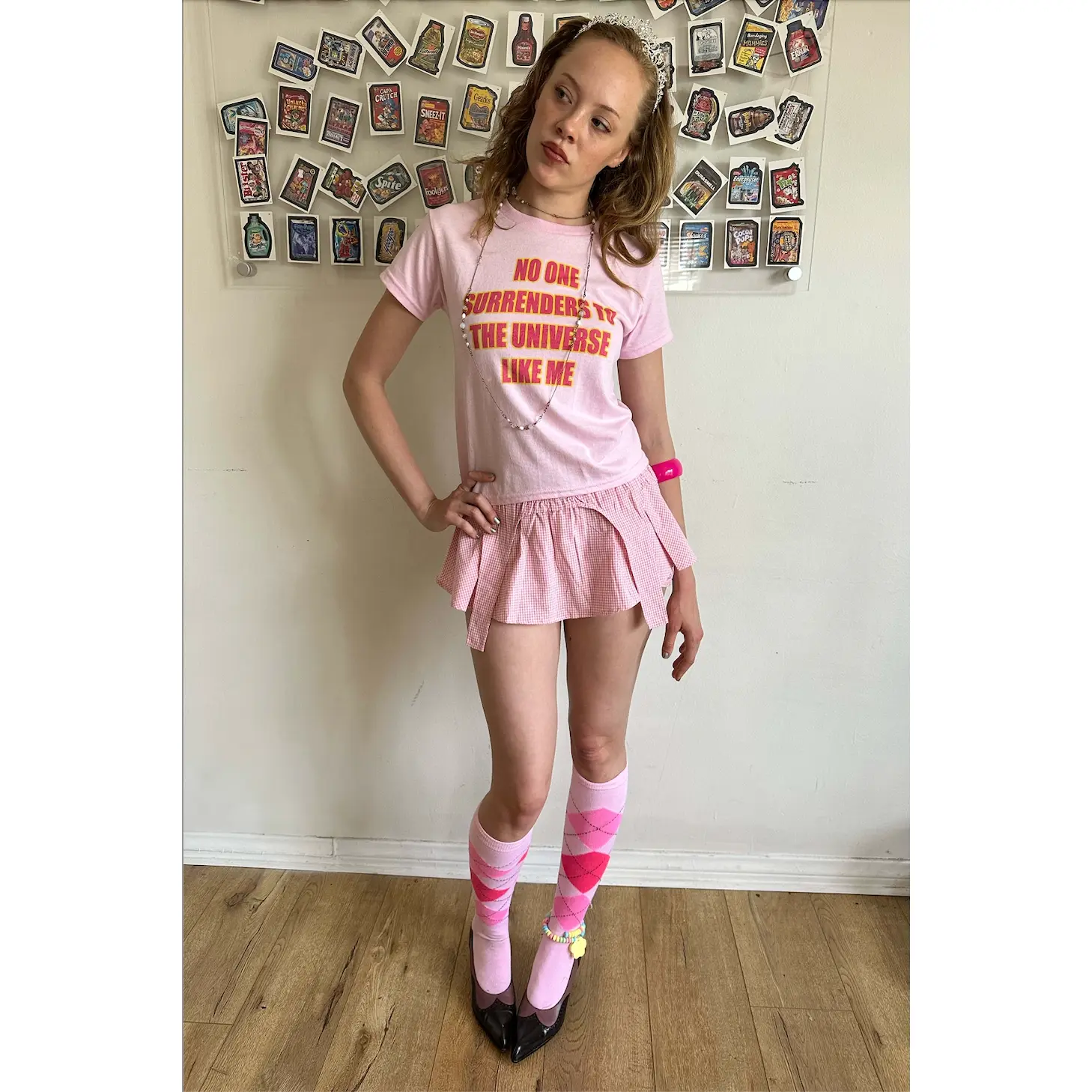 Pink Gingham Garter Skort
