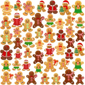 48/72 Pcs Gingerbread Patches Christmas Iron on Patches Embroidered Sew Applique Repair Patch Sew or On Iron On Patch for T-Shirts Hats Backpack Clothing Applique Christmas  Decoration DIY Accessories Clothes Hats Socks Jeans