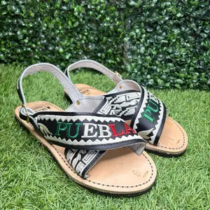 Mexican Crossed Huarache Sandals with Embroidered Design and Comfortable Leather  Footwear