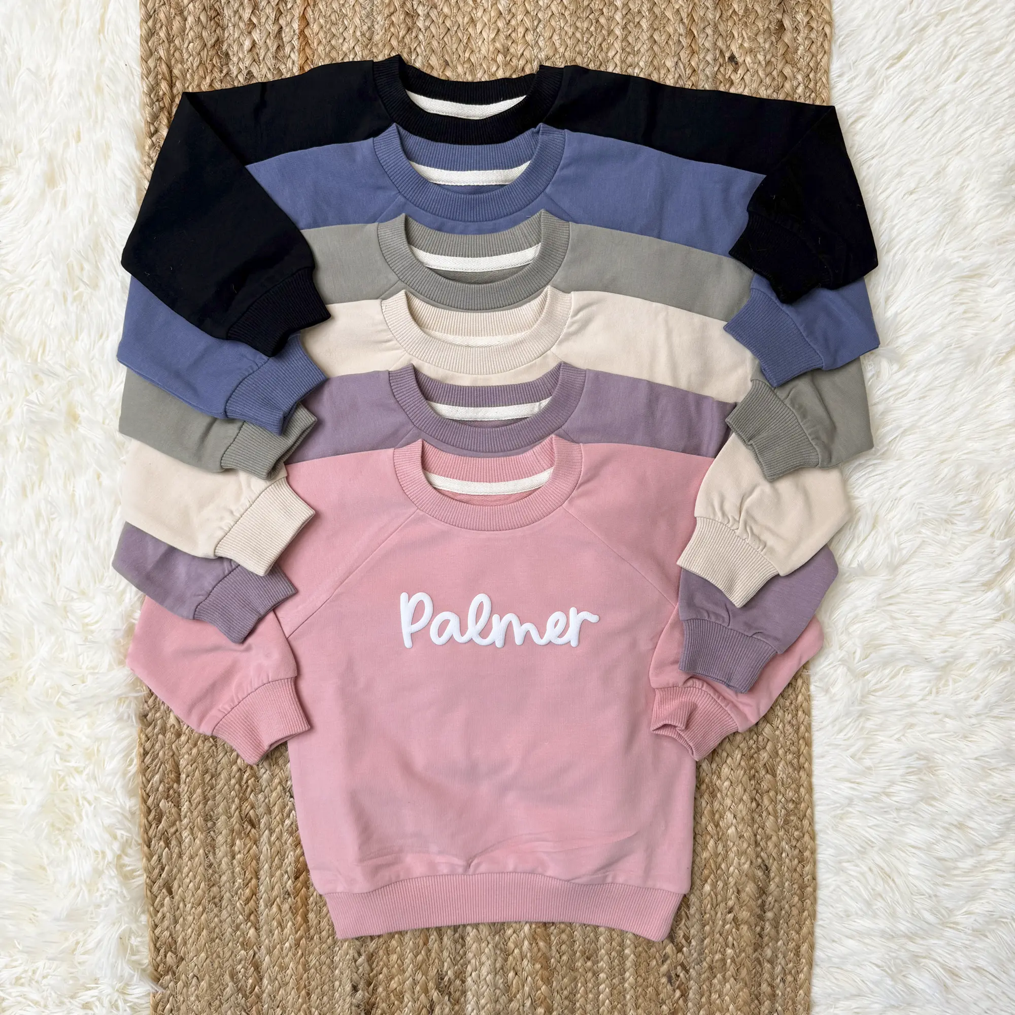 Swaddle and Nest Personalized Name Bubble Romper Soft Comfortable Crewneck Bodysuit for Gift in Cream Green Blue Black Brown Pink Purple Rosewood White Stretchy Everyday Fit Casual Girl Clothes Cute Matching Family Baby Girl Outfit