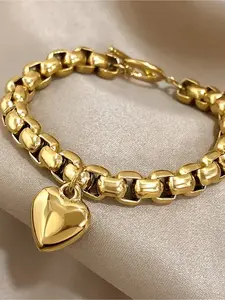 1 punk style waterproof gold-plated stainless steel bracelet, suitable for both boys and girls, thick Cuban chain statement bracelet, jewelry, party bracelet accessories, vintage bracelet, Fashionable Bracelet, Cuban Link Bracelet, Mother's Day gift