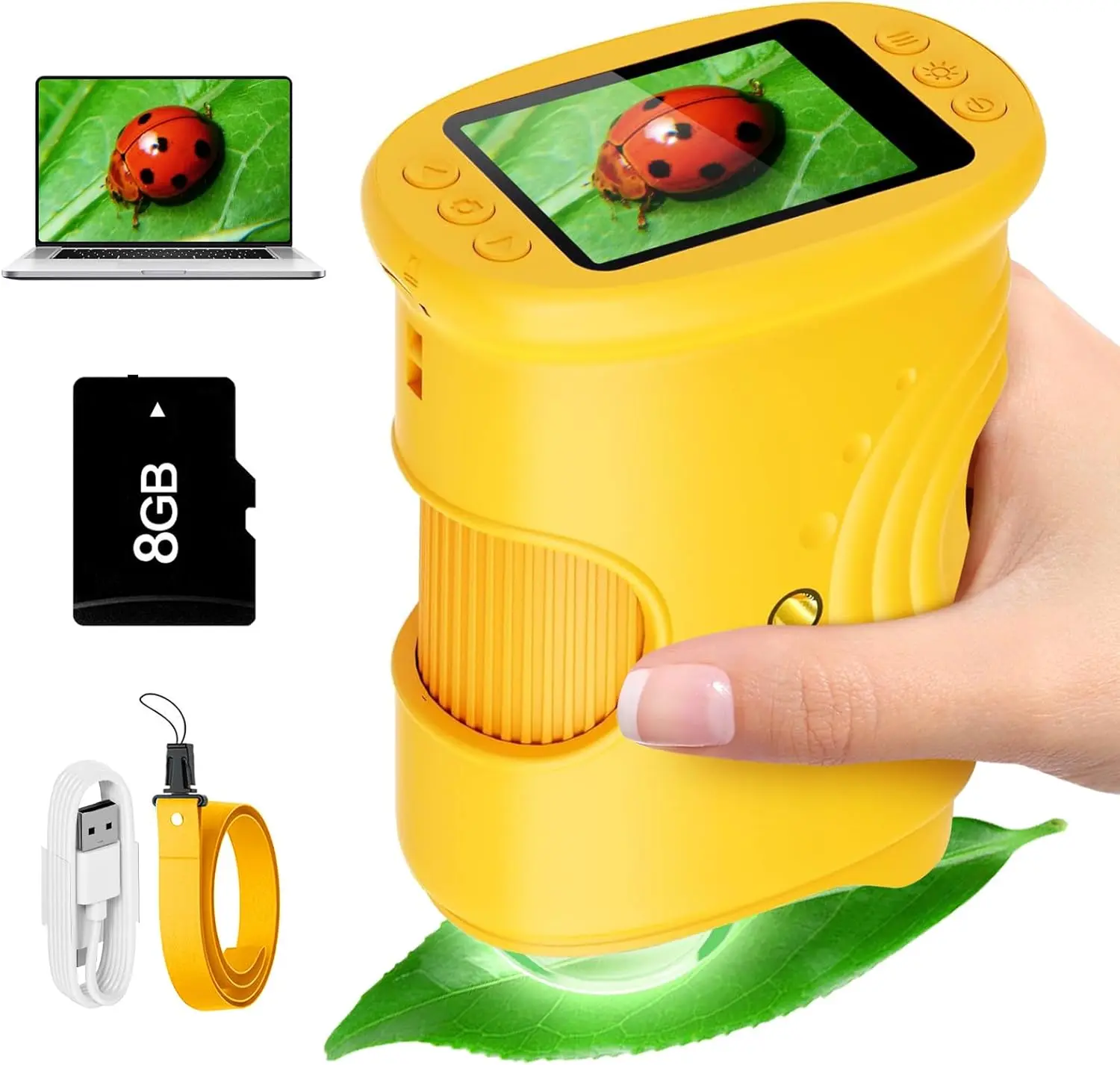 1000X Handheld Digital Microscope with 2" IPS Screen | 4K Kids Educational Microscope