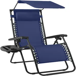 Best Choice Products 30” Extra Wide Folding Zero Gravity Patio Lounge Chair w/Adjustable Canopy Shade