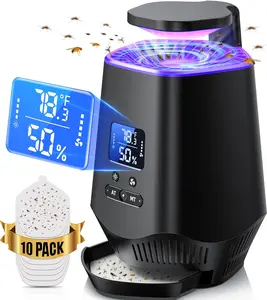 【Hot sale】Fruit Fly Trap for Indoor, Smart Flying Insect Trap with Temperature and Humidity Sensor, Bug Catcher Killer for Home House Plants Gnats Moths Bugs Mosquitos Pest Control with Sticky Boards