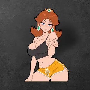 Princess Daisy Inspired Anime Sticker, Cute Gamer Girl Vinyl Decal, Laptop Water Bottle Gift