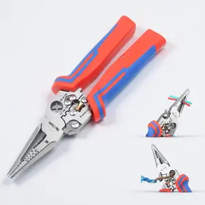 8-in-1 Multi-Purpose Wire Stripper Tool with Voltage Test Manual Cutting Crimping Stripping Pliers for AWG 18-4.0mm² Cables Compact Portable Hand Tool for Household Repair Diy Tools Construction Tools