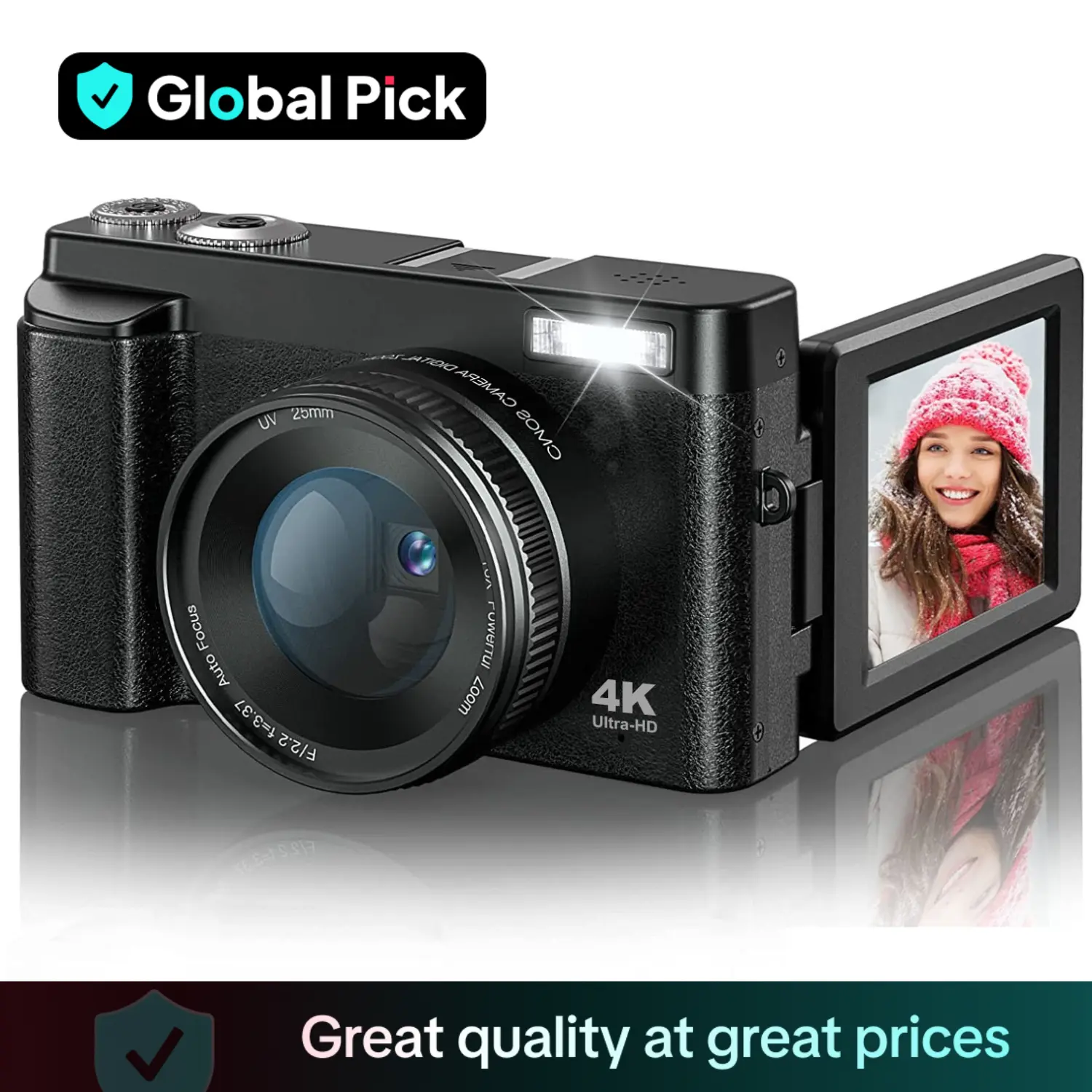 4K Digital Camera for Photography & Video Autofocus, 48MP Vlogging Camera, Compact Camera 16X Digital Zoom with 3.0 Inch Flip Screen, 32G SD Card