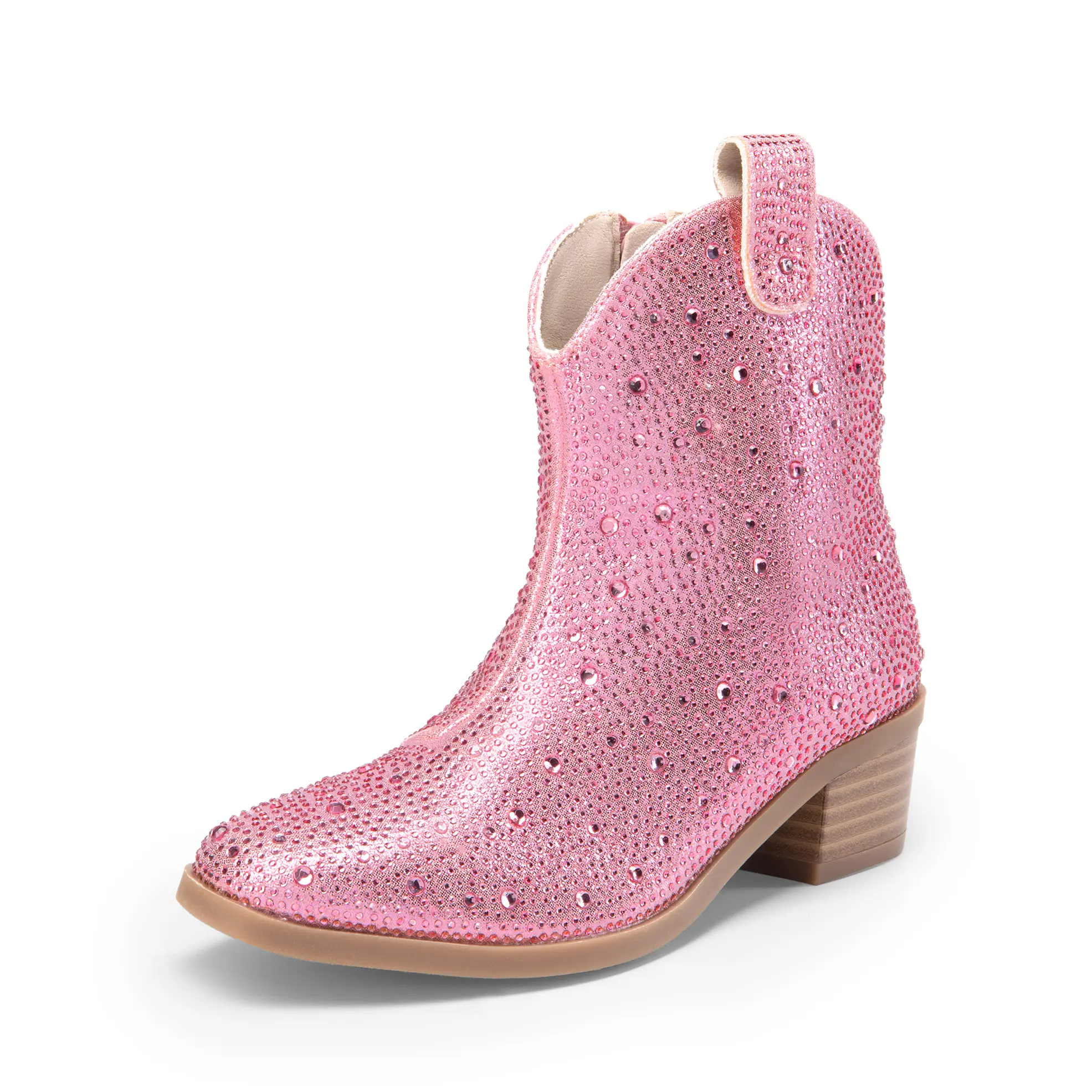 DREAM PAIRS Girls Cowgirl Cowboy Rhinestone Boots Ankle Low Heel Dress Booties
