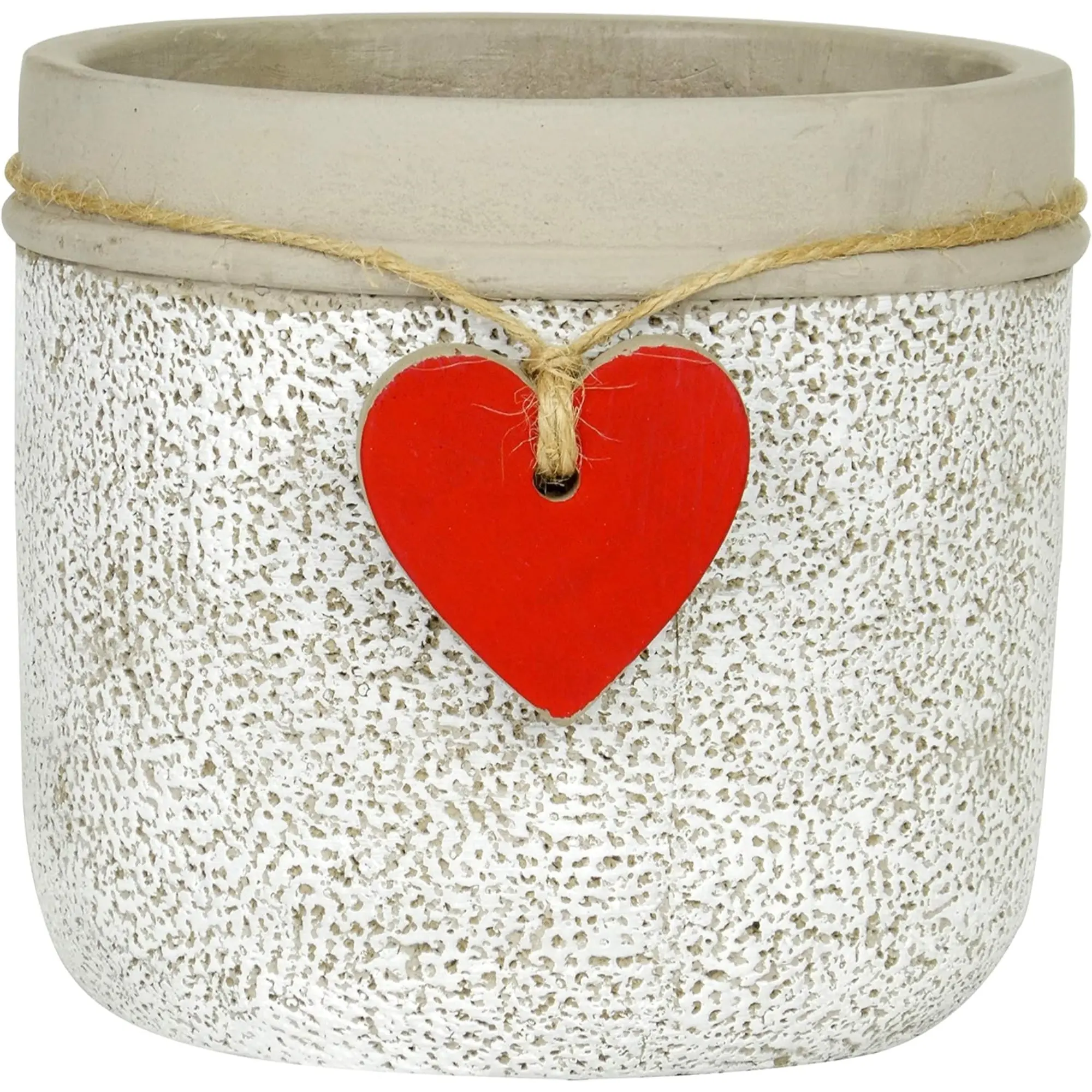 Classic Home and Garden Indoor or Outdoor Cement Heart Pot Planter, Whitewash