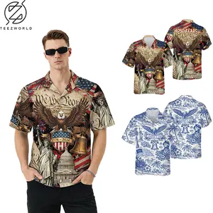 American Patriotic Hawaiian Shirt USA 250th Anniversary 1776-2026, Eagle Liberty Flag Graphic Button Up Lightweight Summer Vacation Beach Shirt for Men