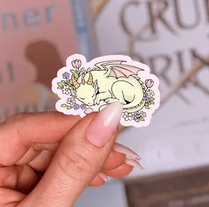 Sleeping Dragon in a Field of Flowers Laminated Sticker