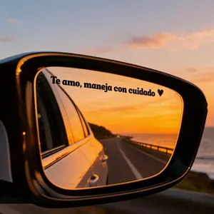 4/8PCS Te Amo Maneja Con Cuidado Car Sticker, Automotive Exterior Accessories for Rearview Mirror & Windshield, Simple Design for Safe Driving, Ideal for Drivers, Car Accessories