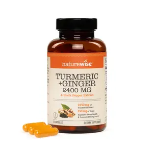 NatureWise Turmeric Curcumin + Ginger 2400 mg - Ultra High Curcuminoids 2100 mg - Organic Turmeric Extract + Organic Ginger - Extra Strength Ultra Absorption - Vegan, Non-GMO - USA Manufactured