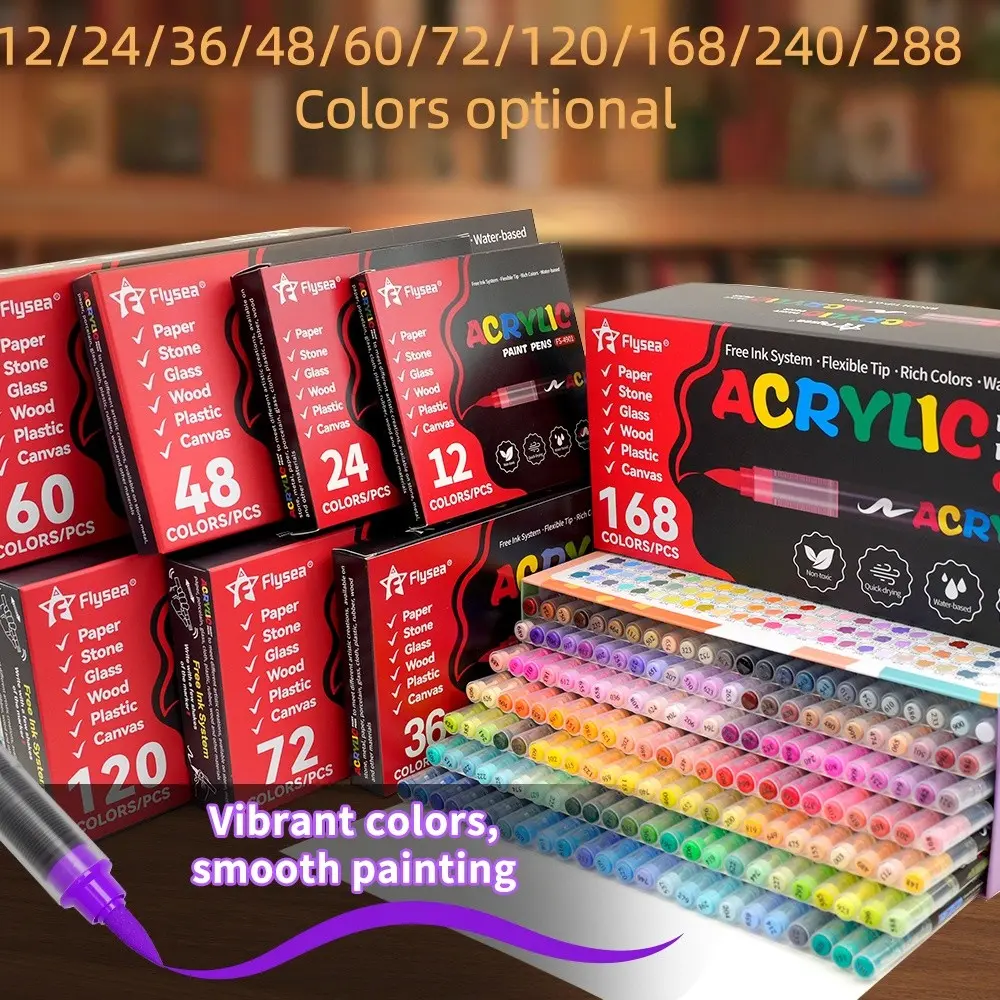 Acrylic Paint Soft Brush Markers Set, Soft Brush Tip, Automatic Ink Control, Paint Markers for Wood, Stone, Canvas, Glass, Fabric, DIY Crafts, Acrylic Marker Pens
