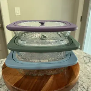 Wildflower 3 Piece Stackable Glass Food Storage Containers with Airtight Lids Ecofriendly Kitchen Essentials