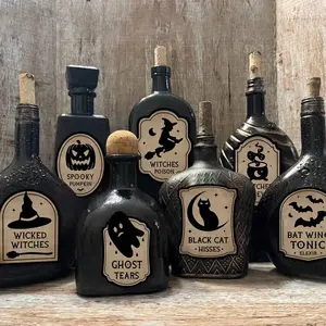 8pcs Halloween Wine Bottle Labels, Wine Labels,