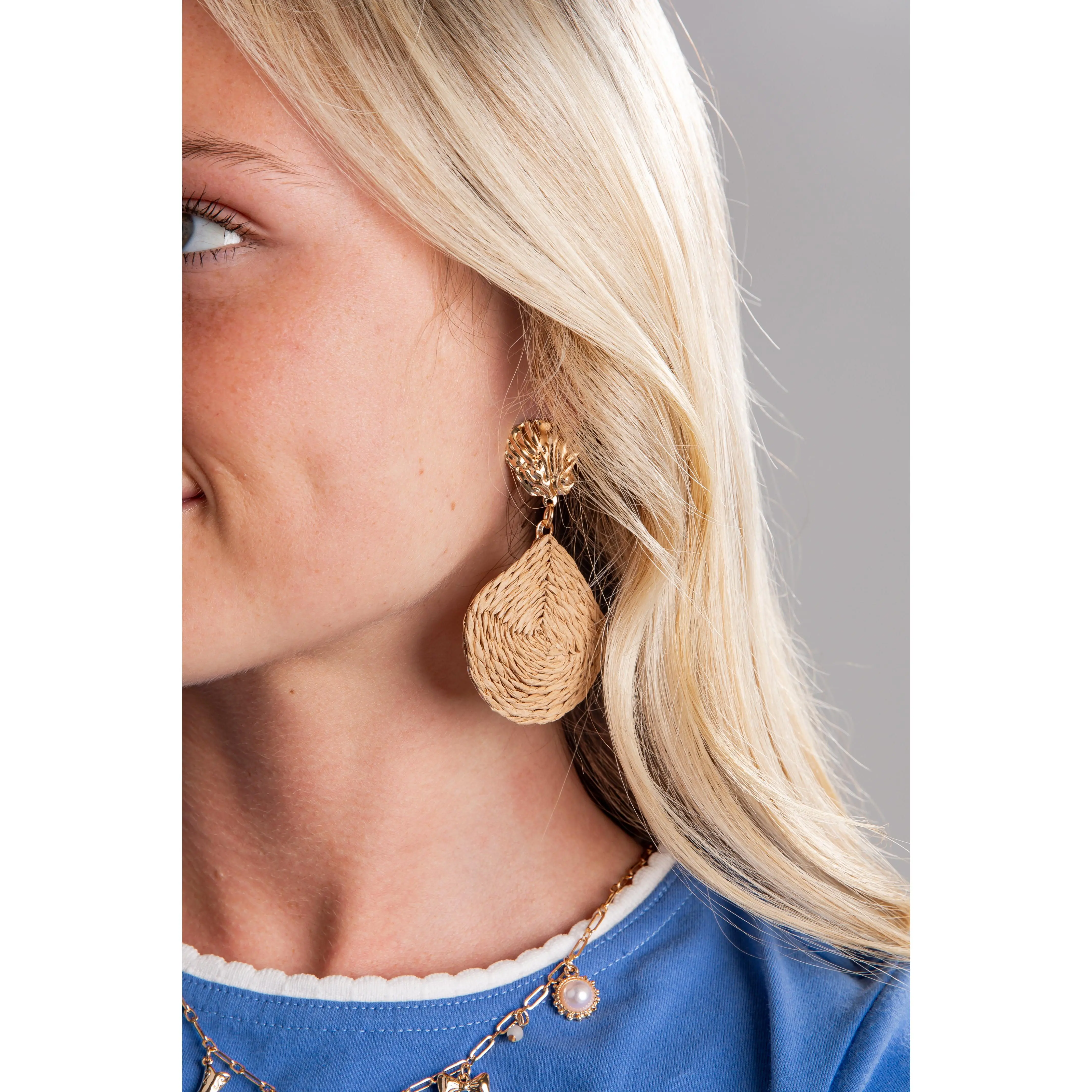 Jovie Woven Shell Raffia Earrings