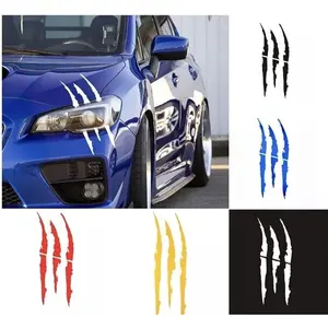 Stickers Reflective Monster Claw Scratch Marks Headlight Bumper Sticker  Decal (red)