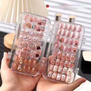 Portable Nail Salon Display Case, Three-Fold Transparent Dustproof Storage Box, Suitable for Nails Earrings Rings, Jewelry Organizer, Beauty Supplies Organizer