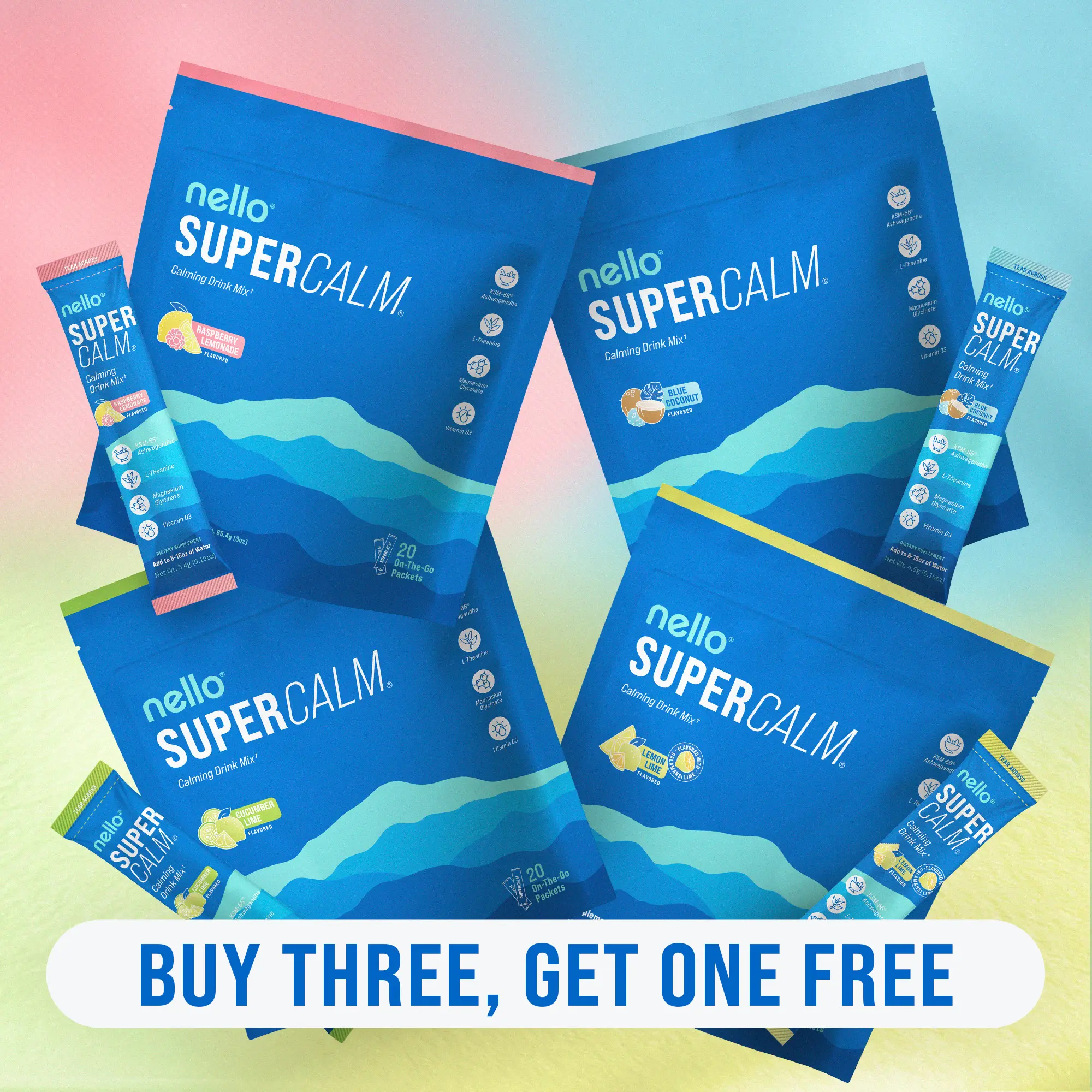 Nello Supercalm Travel Packets 4-Flavor Bundle