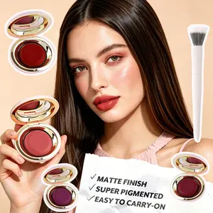 4-Color Potato Mud Blush Stick Set with Hand Brush, Lip Cheek Tint, Natural for Cheeks and Lips, Beginner Friendly, Nourishing and Multi-Use for a Glowing Complexion