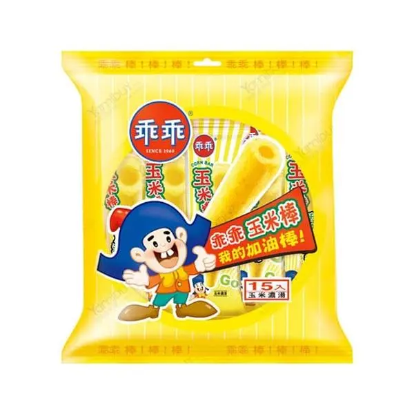 KWAN Taiwan Creamy Corn Snack Sticks - 15 Count - Nostalgic Childhood Treat
