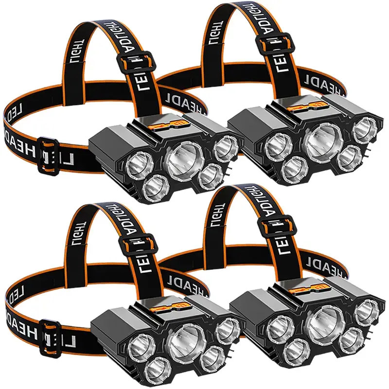 2 Pack headlights Rechargeable Portable LED with 4 Modes,Waterproof, Adjustable Forehead Flashlight for Camping,Hiking,Running,Hard Hat Work,Construction,Car Repair,Emergency&Night Fishing,Long Lasting Hands-Free Gear with Sturdy Strap fathersdaygifts
