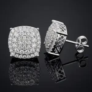 【2026 TREND ALERT】Hip Hop Oversized 12mm Full Pavé Stud Earrings | Micro Pave AAA Zircon | Luxury Geometric Square | Unisex Jewelry for Men & Women