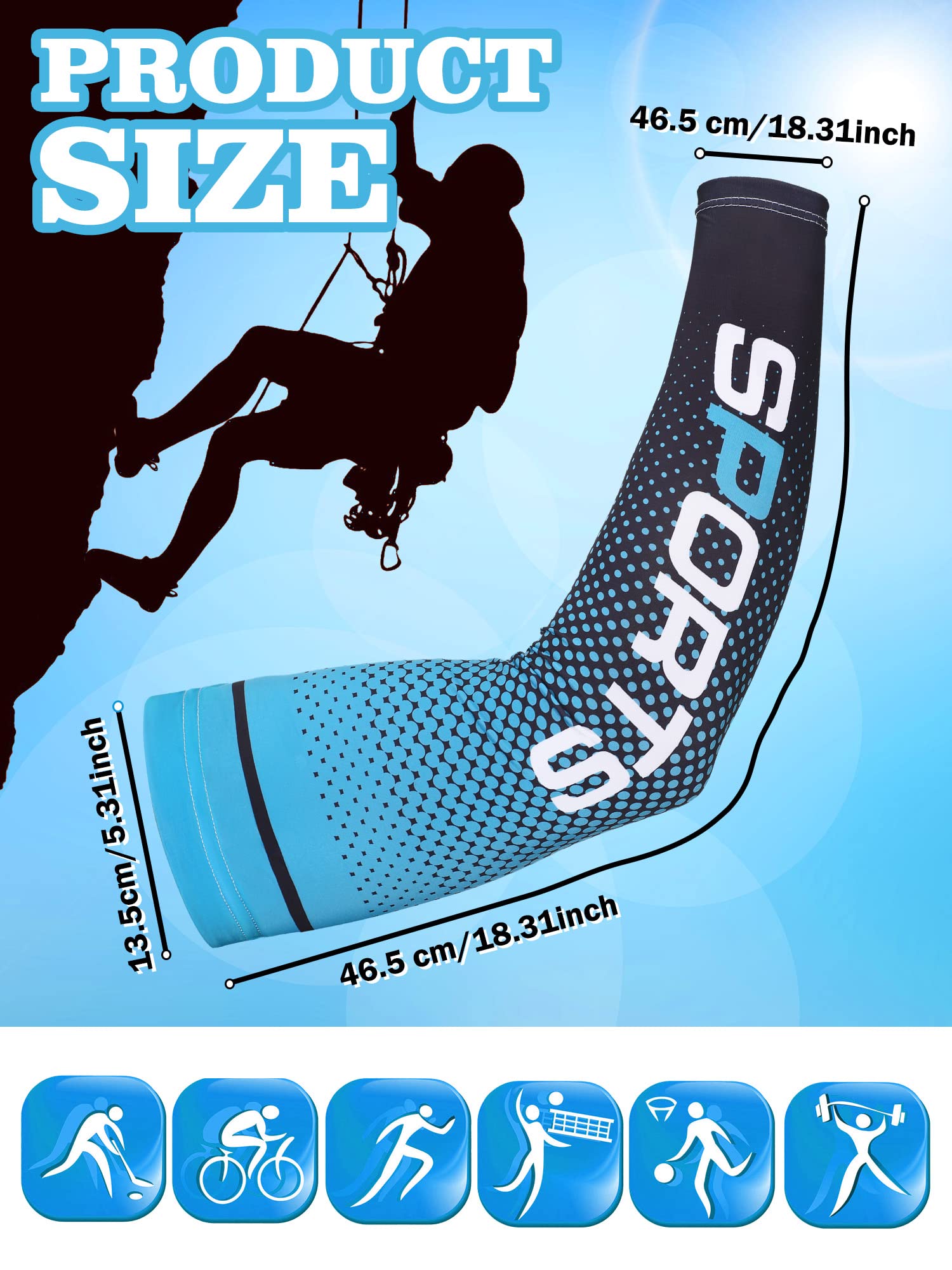 5 Pairs UV Protection Cooling Arm Sleeves for Men & Women UPF 50 Cooling Sports Sleeve Compression Sun Sleeves for Men Women Youth, Tattoo Cover Up