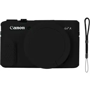 G7X Mark II Case, Soft  Camera Case for  G7X Mark II, Removable Lens Cover Camera Sleeve Rubber Protective Case with Wrist Strap(Black)