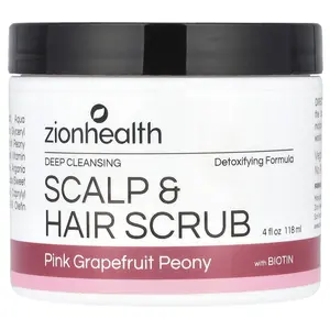 Zion Health Scalp & Hair Scrub with Biotin, Pink Grapefruit Peony, 4 fl oz (118 ml)