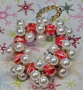 🎄 Mini Handmade Beaded Christmas Ornaments – Small Pearl & Acrylic Holiday Decorations on Stainless Steel Wire