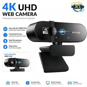 4K UHD Streaming Webcam with Microphone & Privacy Cover - Auto Focus, Wide Angle Lens, 2K QHD/1080P HD for Gaming, Zoom Meetings, YouTube, Home Office - Plug & Play USB, HDR, Low Light Correction, Adjustable