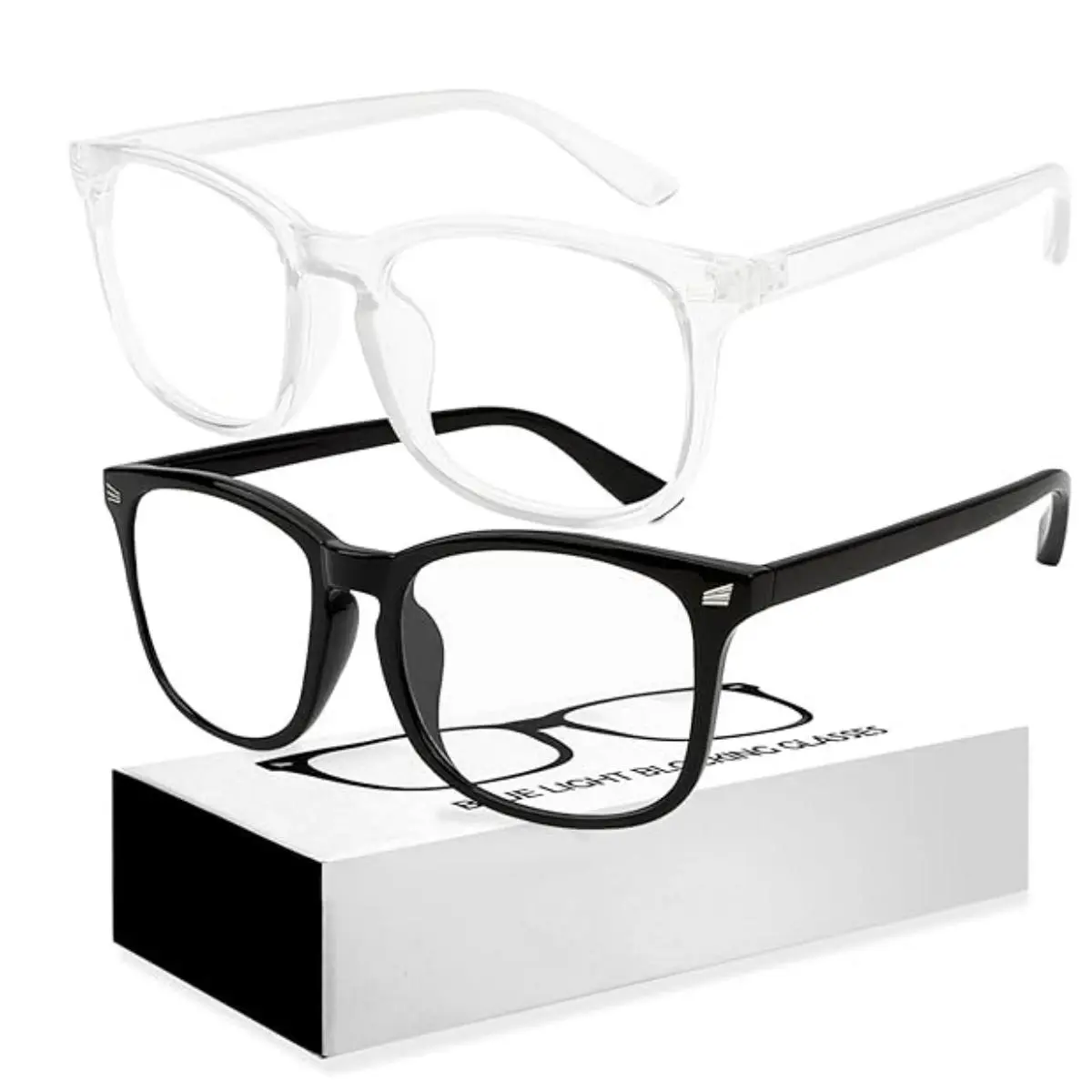 Computer Gaming Glasses Fashion Large Size Square Frame Eyeglasses for Everyday Use Ultra-Light Wear-Resistant Frame Perfect for Office & Screen Time