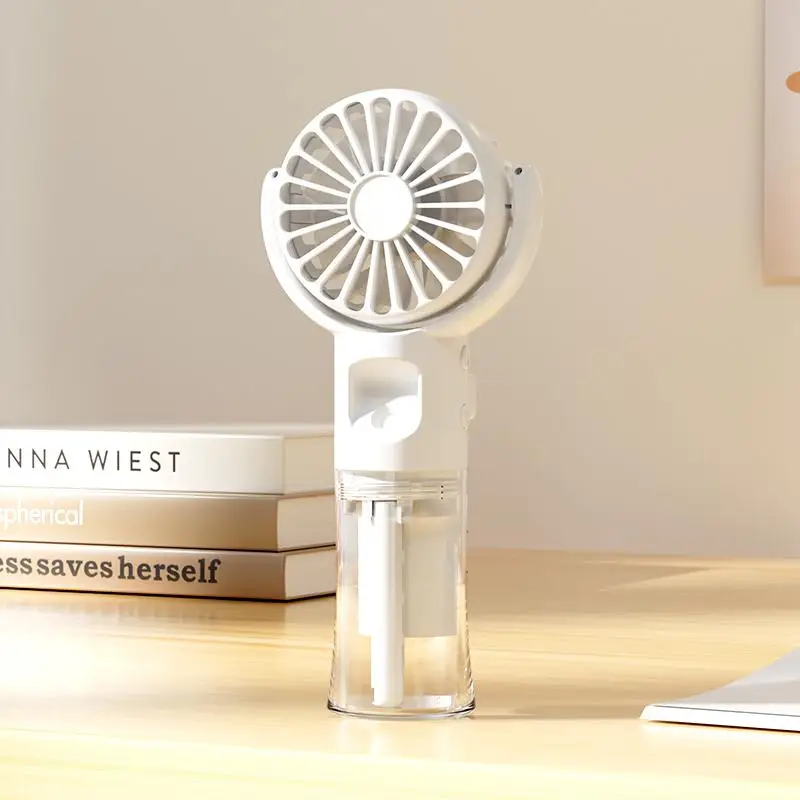Portable Rotating Mini Fan with Mist Humidifier for Summer Gift, USB Rechargeable Handheld Fan, 2 In 1 Water Mist Fan, Suitable for School Office Outd