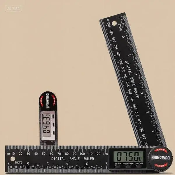 7-Inch Rotary Precision Digital Protractor with Lock, 0 & Hold Functions, 200mm/Inch Ruler, Enhanced ABS Construction, Accurate Reading, Large LCD Display, Easy Battery Replacement, 2 Included Batteries for Woodworking DIY Projects