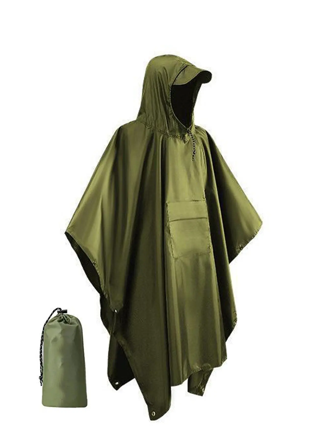 3-in-1 Outdoor Hooded Raincoat with Storage Bag, Waterproof Multifunctional Raincoat for Camping, Hiking and Climbing