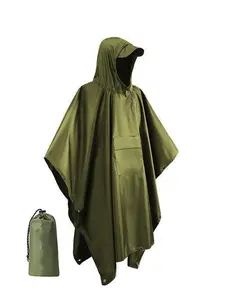 3 in 1 Outdoor Raincoat with Storage Bag, Waterproof Hooded Raincoat, Multifunctional Raincoat for Camping Hiking Climbing, Lightweight Rain Coat