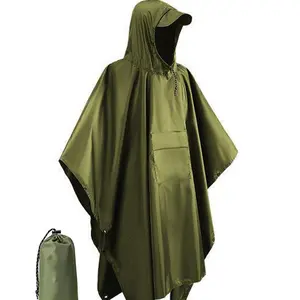 3 in 1 Outdoor Raincoat with Storage Bag, Waterproof Hooded Raincoat, Multifunctional Raincoat for Camping Hiking Climbing, Lightweight Rain Coat