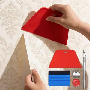 9pcs Peel and Stick Wallpaper Tools Set, Wallpaper Application Spatula, Felt Squeegee, Mini Tape Measure, 1 Craft Knife + 5 Metal Blades, Complete Window Tinting Kit, Car Film Application Tool,  for wallpaper, peel and stick wall tiles, Tinted Film