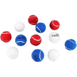 Midlee Red White & Blue Mini Dog Tennis Balls 12 Pack 1.5" Festive Fetch Toys for Small Dogs & Puppies 4th of July Celebrations