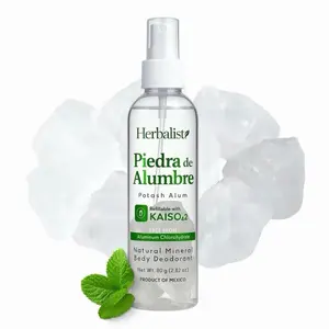 Herbalista Whole Body Natural Crystal Piedra Alumbre Deodorant Spray – Refillable 80g (2.82oz) Potash Alum Mist for Women, Men & Teens – With Real Alum Stones – Aluminum-Free, Long-Lasting & Gentle