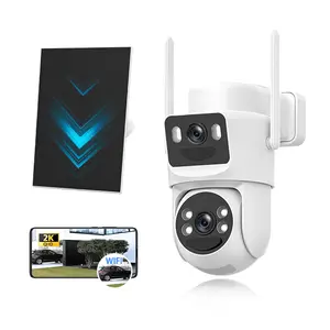 Dual-lens Solar-Powered WiFi Dome Camera  Ivory White  Low Power Consumption  Secure  and Easy to Install