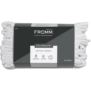 ColorSafe 100% Cotton Bleach Proof Salon Hair Towels for Hairstylists, Barbers, & Spa, 16" by 29", Absorbent Stain Resistant Towels for Drying All Hair Types, Color Safe, White 6-Pack