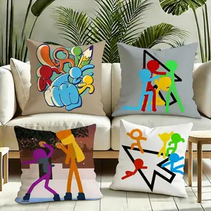 Stickman Art A-Alan becker Cushion Cover Plush Reversible Pillow Cover: Perfect for Car Rides, Sofa Lounging, Bedroom Relaxation & More A Thoughtful Gift for Loved Ones!