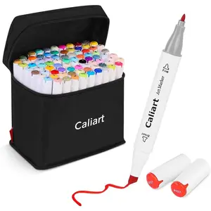 Caliart 81 Colors Alcohol Based Markers, Easter Basket Stuffers for Teens, Gifts for Teen Gifts Trendy Stuff, Dual Tip Permanent Artist Art Sketch Markers for Adults Coloring