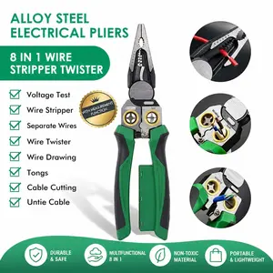 8-In-1 Wire Stripping Tool, Cable Cutter, Voltage Tester, Alert Alarm, DIY Gift for Men, Husband, Father, 12V-250v Ac/dc