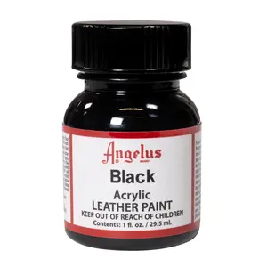 Angelus Black Acrylic Leather Paint - Water-Based Premium Shoe Paint for Custom Sneaker & Leather Projects