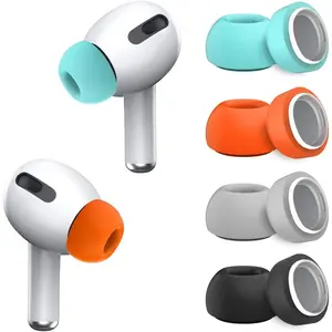 [4 Pairs] for Airpods Pro Ear Tips (Memory Foam), Replacement Ear Tips for Airpods Pro with Noise Reduction Hole | Fit in The Charging Case | with Portable Storage Box (Black/Grey/Orange/Mint Blue)