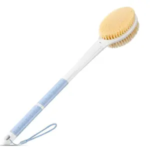 Back Scratching Brush with Non-Slip Long Handle, Hard & Soft Bristles, Ideal for Dry Skin Exfoliation, Blue Shower Essential, Body Scrubber, Exfoliating Brush